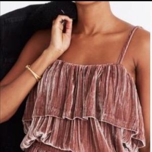 NWT Madewell Dusty Rose Velvet Camisole Top, Large